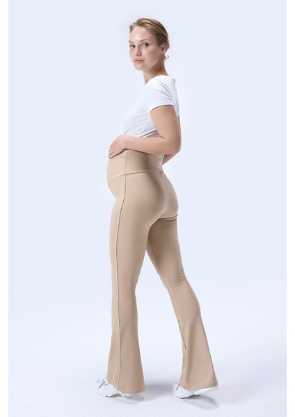 Imaj 437 Bej Renk Toparlayıcı ve Extra Esnek Etkili Yüksek Bel Ispanyol Paça Hamile Tayt modelleri