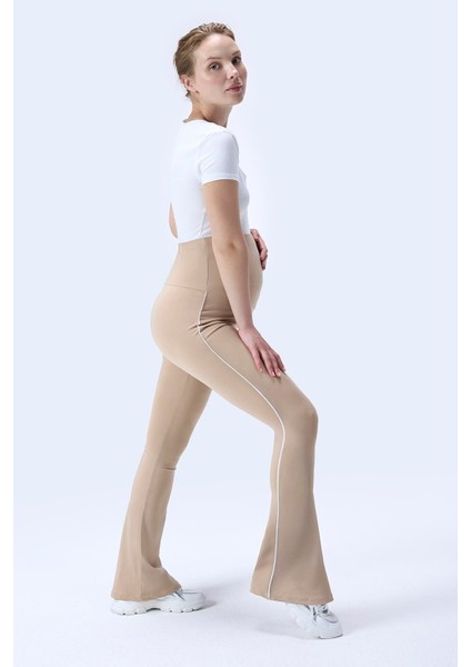 Imaj 437 Bej Renk Toparlayıcı ve Extra Esnek Etkili Yüksek Bel Ispanyol Paça Hamile Tayt indirimleri