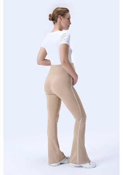 Imaj 437 Bej Renk Toparlayıcı ve Extra Esnek Etkili Yüksek Bel Ispanyol Paça Hamile Tayt