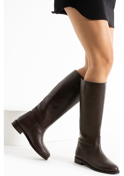 Beatrix Acı Kahverenkli Hakiki Deri Kısa Topuklu Kadın Çizme modelleri
