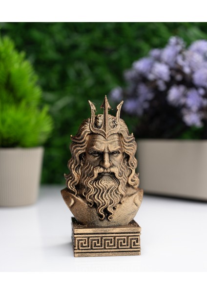 Poseidon Büst Figür – Antik Yunan Mitolojisi Dekoratif Heykel
