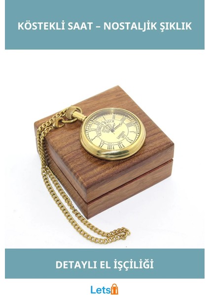 Ahşap Kutulu Klasik Pirinç Köstekli Saat