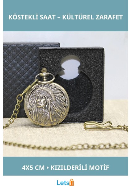 Özel Kutulu Kızılderili Köstekli Cep Saati