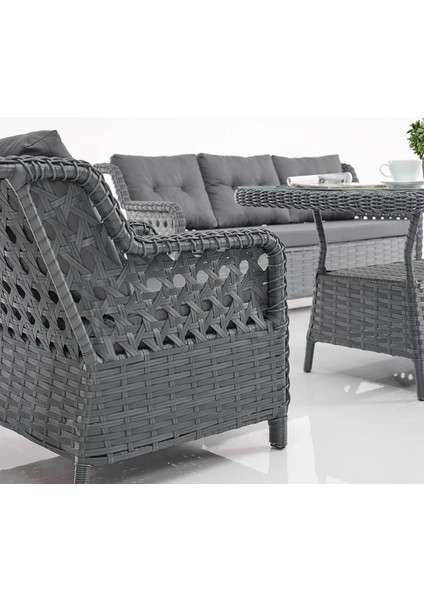 Rattan Alfa Bahçe Mobilyası 3+1+1+1+1+Camlı Masa fırsatları