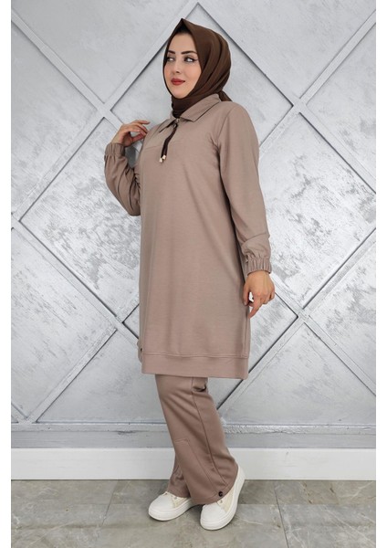 Kadın Düğme Detaylı Tesettür Takım
