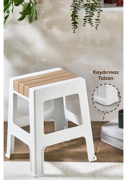 Plastik Büyük Tabure Kahverengi