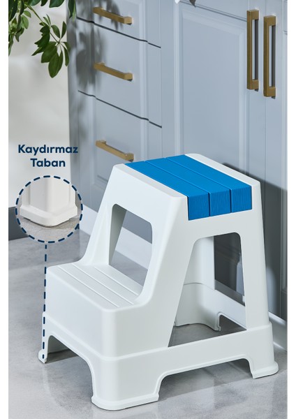 Plastik Basamaklı Tabure Mavi Mavi