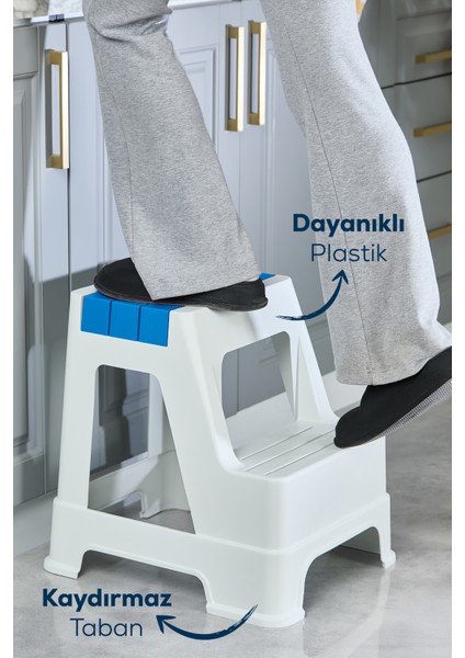 Plastik Basamaklı Tabure Mavi Mavi fiyatları