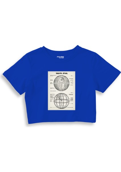 Death Star Crop Tişört - Mavi