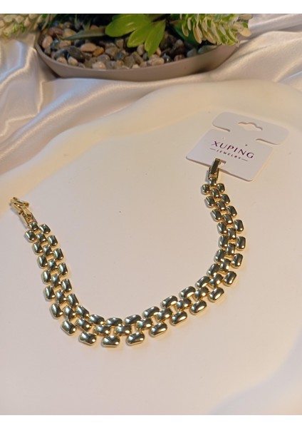 14 K Kaplama Hasır Zincir Desenli Bileklik modelleri