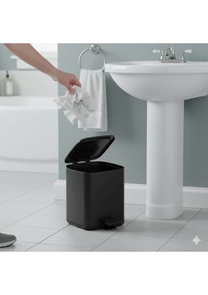 Pedallı 9 L Siyah Çöp Kovası 31x23x31 cm fiyatları