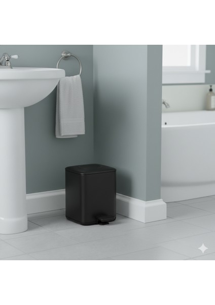 Pedallı 9 L Siyah Çöp Kovası 31x23x31 cm indirimleri