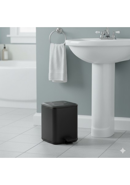 Pedallı 9 L Siyah Çöp Kovası 31x23x31 cm