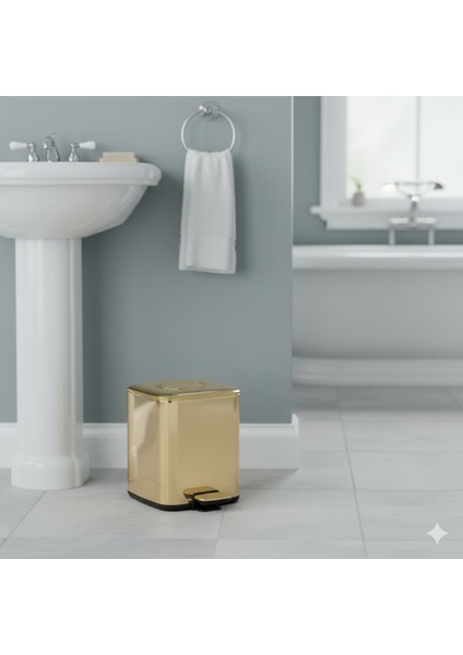Pedallı 9 L Gold Çöp Kovası 31x23x31 cm fiyatları
