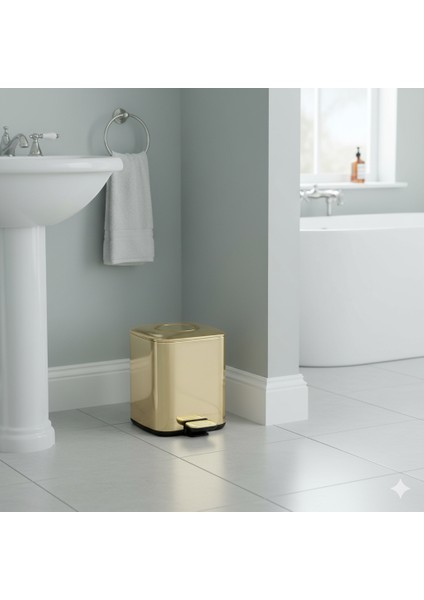 Pedallı 9 L Gold Çöp Kovası 31x23x31 cm modelleri