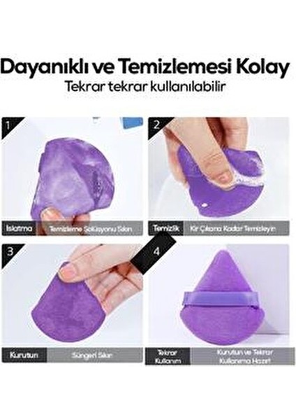 Üçgen Makyaj Süngeri Mor Yumuşak Yüzeyle Kolay Uygulama İçin 1 Adet