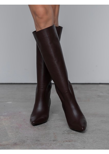 Ambra Kahve Hakiki Deri Kadın Çizme