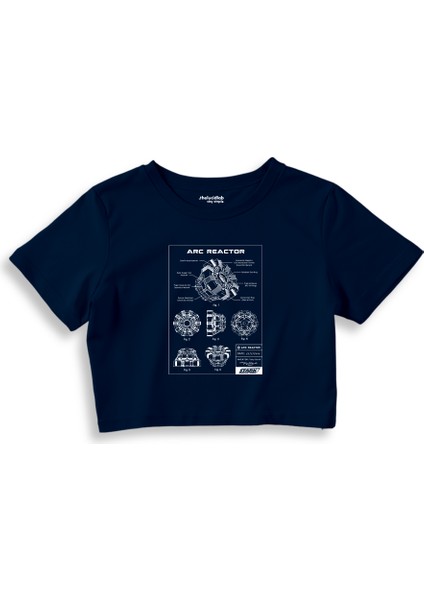 Arc Reactor Crop Tişört - Lacivert