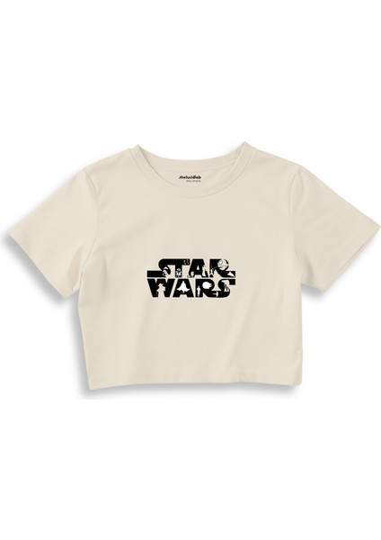Star Wars Crop Tişört - Ekru