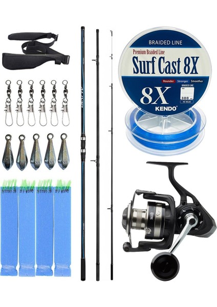 Yekoutdoor Profesyonel Olta Seti Shimano Kamış Alivio Surf T 425 Bx-G 4,25M 225G 3pc&savage Gear Sgs8 8000 Fd Olta Makinesi