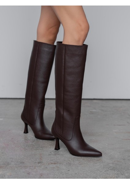 Ambra Kahve Hakiki Deri Kadın Çizme fırsatları