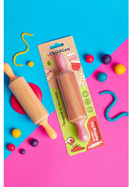 Ahşap Merdane Pastel Pembe Renkli ve Eğlenceli Oyun Hamuru Aktivitesi 1 Adet fırsatları