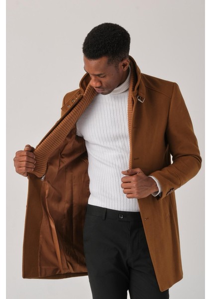 Erkek Kaşe Kaban – Çıkartılabilir Fermuarlı Ribanalı Yaka, Slim Fit Italyan Kesim, Şık ve Fonksiyonel Bej, Taba, Kahverengi, Gri, Siyah