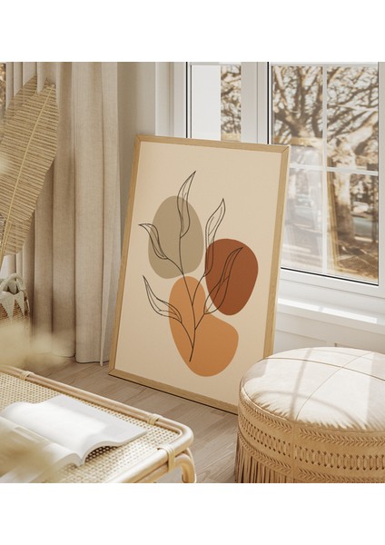 Soyut Yaprak Kompozisyonu Çerçeve Görünümlü 3'lü Mdf Tablo modelleri