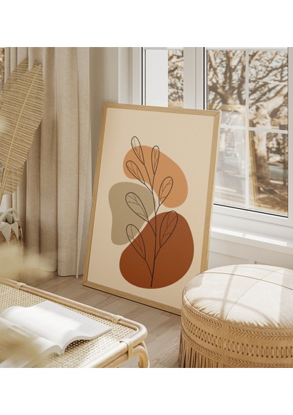 Soyut Yaprak Kompozisyonu Çerçeve Görünümlü 3'lü Mdf Tablo fırsatları