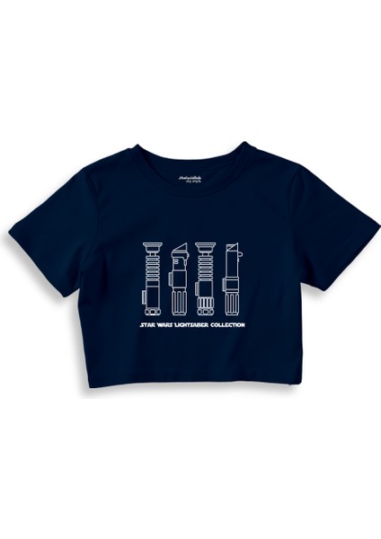 Star Wars Lightsaber Collection Crop Tişört - Lacivert
