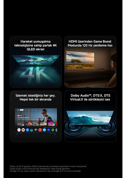 A Pro 55 2026 - 4K Ultra HD Google Smart Uydu Alıcılı QLED TV modelleri