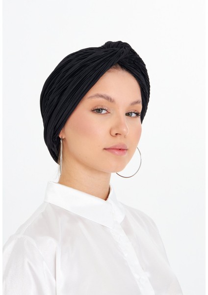 Siyah Çapraz Büzgülü Tesettür Bone Fukuro Piliseli 2512_01 fiyatları