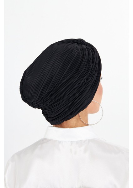 Siyah Çapraz Büzgülü Tesettür Bone Fukuro Piliseli 2512_01 fırsatları