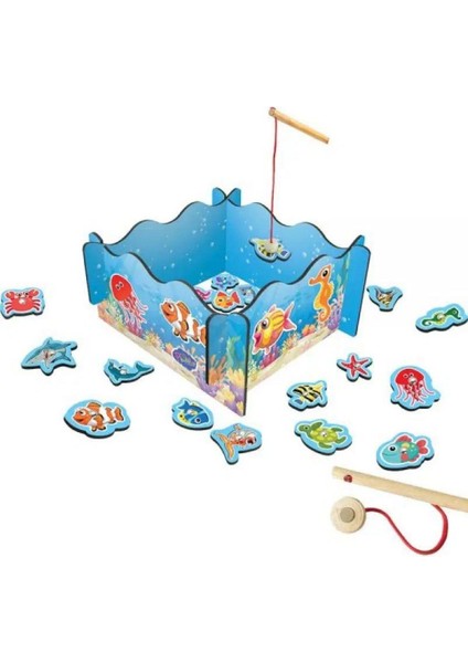 Kutuda Ahşap Tutmalı Balık Oyunu