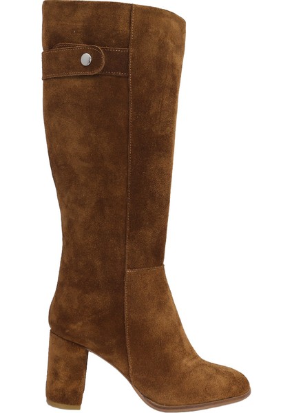 25416S Süet Deri Kadın Topuklu Çizme