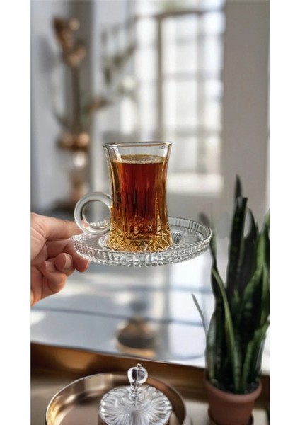 Kristal Çay Tabağı-Çay Altlığı 6 Parça