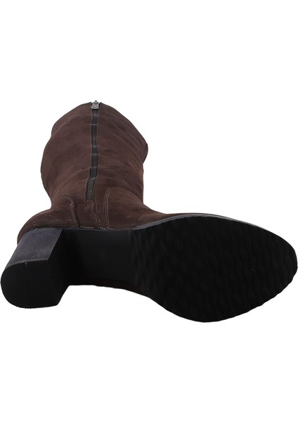 Hobby 26872N Kadın Topuklu Nubuk Deri Çizme modelleri