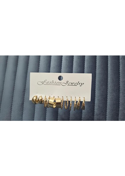 “altın Işıltı” 12’li (6 Çift) Halka Küpe Seti – Her Stile Uyumlu Zarafet