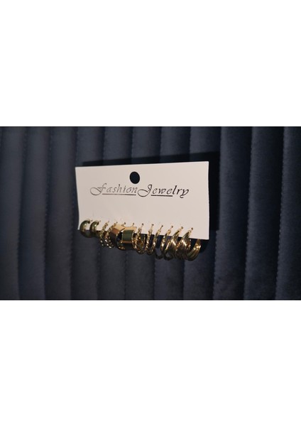 “altın Işıltı” 12’li (6 Çift) Halka Küpe Seti – Her Stile Uyumlu Zarafet modelleri