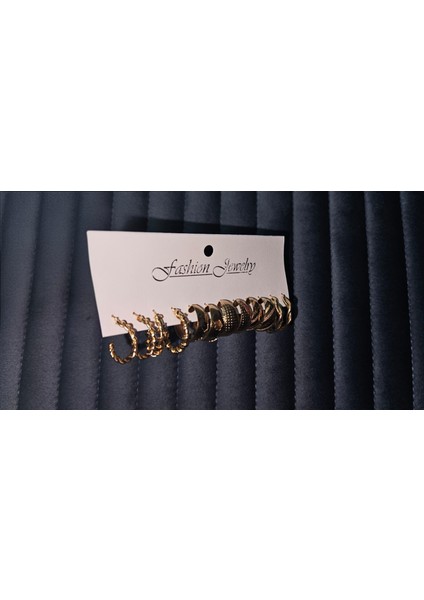 “altın Senfoni” 12’li (6 Çift) Halka Küpe Koleksiyonu – Her Tarza Uyumlu Şıklık