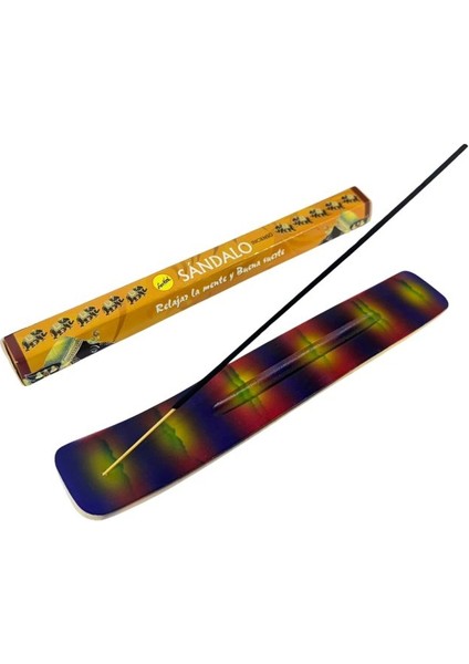 2768 El Yapımı Renkli Desenli Kayık Model Ahşap Tütsülük - 20'li Tütsü Hediyeli modelleri