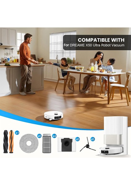 X50 Ultra Robot Süpürge Aksesuar Seti Yedek Parçaları Ana Yan Fırçalar Filtre Paspas Bezi Toz Torbaları (Yurt Dışından) modelleri