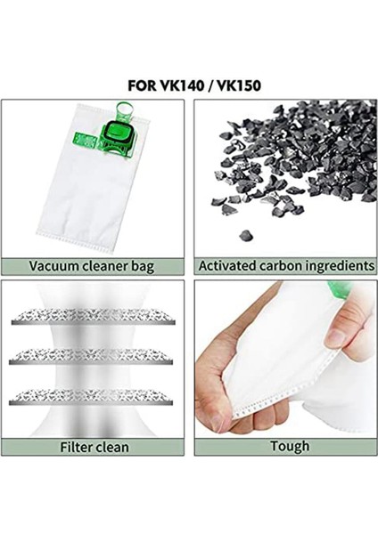 VK140 VK150-B ile Uyumlu Kobold Elektrikli Süpürge Torbası Kiti (Yurt Dışından) modelleri