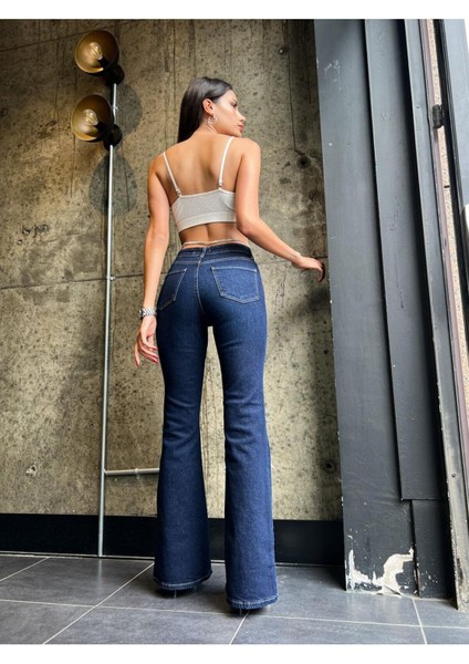 jeanmarta Koyu Mavi Ispanyoljeans Yüksek Bel Power Likra Kot Pantolon fiyatları