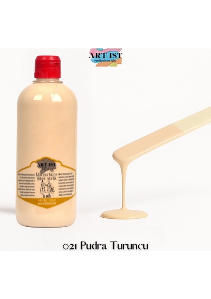Multisurfaces Hibrit Akrilik Boyalar 500ML - 021 Pudra Turuncu