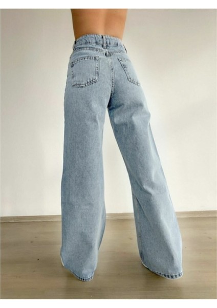 Zeronimo Kadın Likralı Taş Yüksek Bel Düz Salaş Palazzo Jean fiyatları