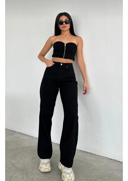 Tommy1 Julia 90's 90's Christian 90's Siyah Likralı Palazzo Salaş Paça Süper Yüksek Bel (New) fiyatları