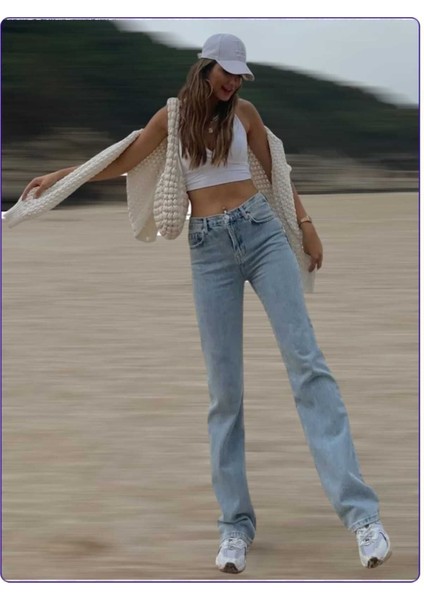 Tommy1 Love Jasmin Carla 90's Buz Mavi Kar Yıkama Likralı Süper Yüksek Bel Salaş fırsatları