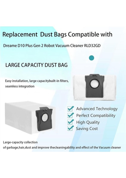 D10 Plus Gen 2/RLD32GD Robot Süpürge Parça Çantası Için 9 Adet Yedek Toz Torbası (Yurt Dışından) modelleri