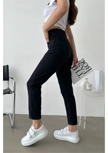 Tommy1 Lara Jiyan Lisa Kadın Siyah Yüksek Bel Mam Likralı Jean(Tam Kalıp) 2025 modelleri